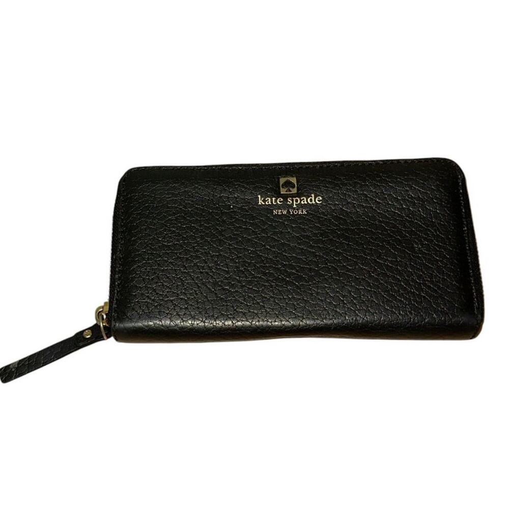 Kate Spade Black Pebbled Leather Zip‎ Around Wallet